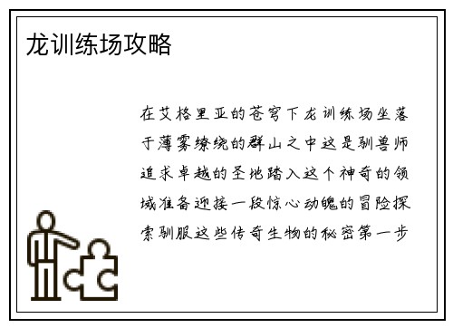 龙训练场攻略